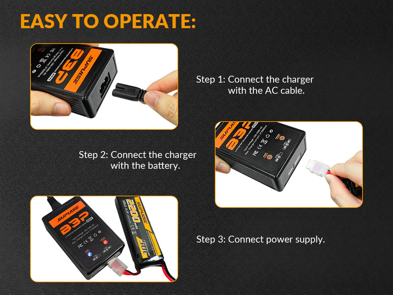 SUPULSE 2S-3S 7.4V 11.1V 25W Pro AC LiPo Battery Charger Fast Charing RC Balance Charger