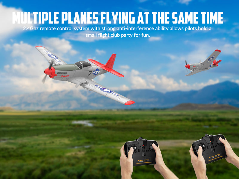 VOLANTEXRC P-51D Mustang Avión para principiantes de 2 canales con estabilizador giroscópico (762-3) RTF