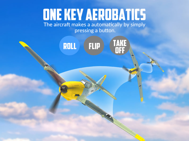 Avión de control remoto VOLANTEXRC BF 109 4-CH listo para volar para principiantes con sistema de estabilización Xpilot (761-11) RTF