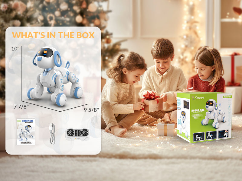 STEMTRON Programmable Remote Control & Interactive Robot Dog Toy(Blue)