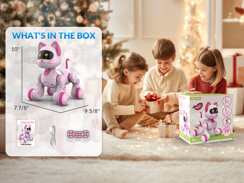 STEMTRON Programmable Remote Control & Interactive Robot Cat(Pink)