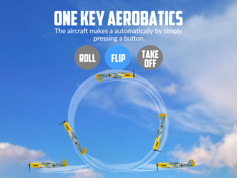 Avión de control remoto VOLANTEXRC BF 109 4-CH listo para volar para principiantes con sistema de estabilización Xpilot (761-11) RTF