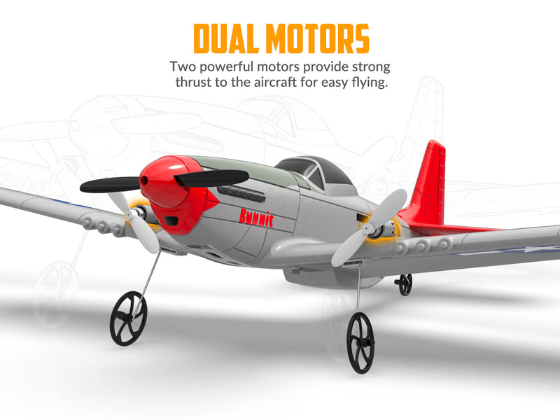 VOLANTEXRC P-51D Mustang Avión para principiantes de 2 canales con estabilizador giroscópico (762-3) RTF