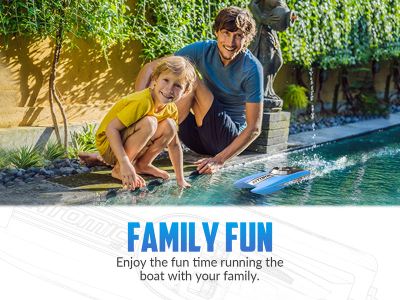 Barco de control remoto VOLANTEXRC Atomic XS con 2 baterías y función inversa (795-5 azul)