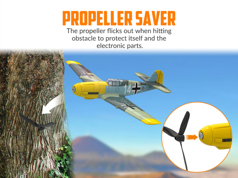 Avión de control remoto VOLANTEXRC BF 109 4-CH listo para volar para principiantes con sistema de estabilización Xpilot (761-11) RTF