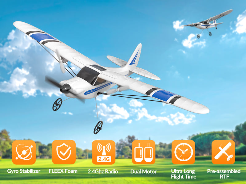 VOLANTEXRC Sport Cub S2 RC Avión con sistema de estabilización Gyro Listo para volar para principiantes 2-CH Avión de control remoto RTF (762-2)
