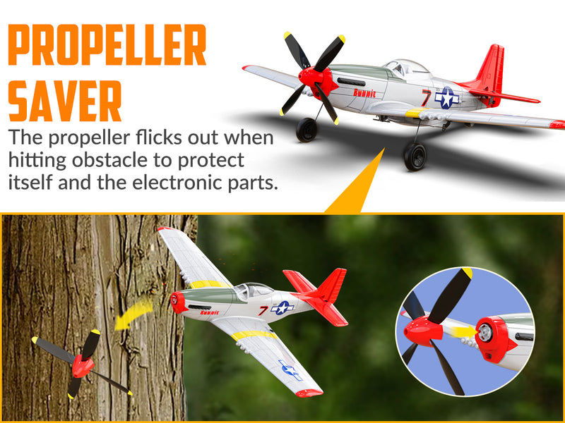 VOLANTEXRC Mustang P51 Red(RTF) 4CH 400mm For Beginner (15.7'') 76105