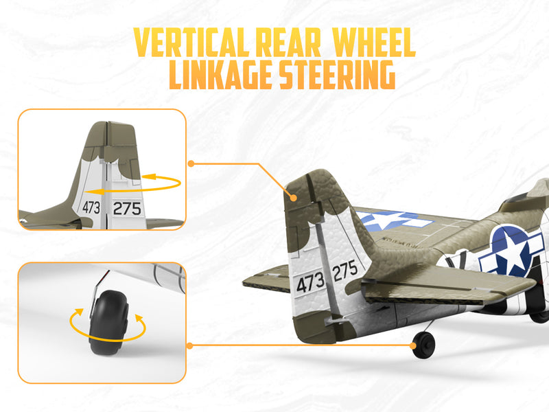 VOLANTEXRC 500mm P-51D Mustang (76802) PNP sin radio, batería y cargador