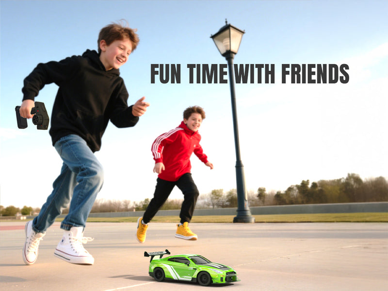 Racent 1:20 RC Drift Car 4WD, LED Light, 2 baterías, Dual Motor Green