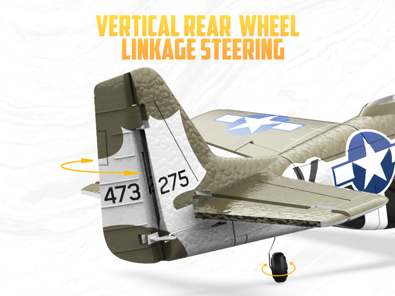 VOLANTEXRC 500mm P-51D Mustang (76802) PNP sin radio, batería y cargador