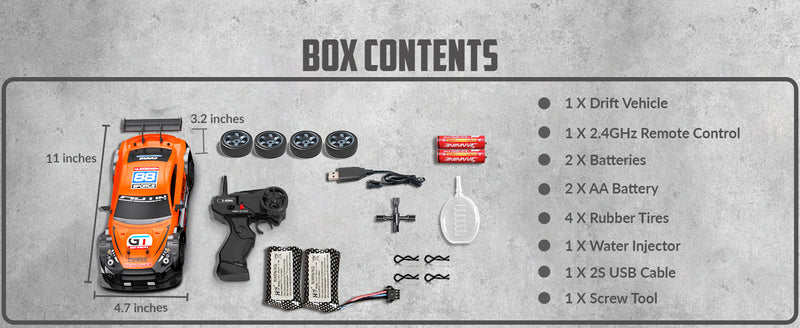 RACENT 1:16 RC Drift Car 4WD 18KM/H, 2 Batteries, Sport Model Toys Vehicle for Kids, Boys, Adults