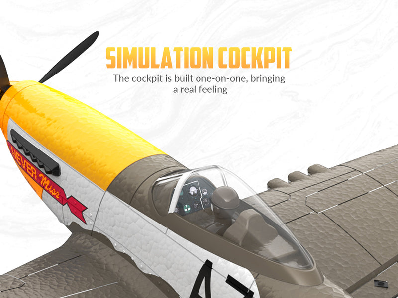 VOLANTEXRC 500mm P-51D Mustang (76802) PNP sin radio, batería y cargador