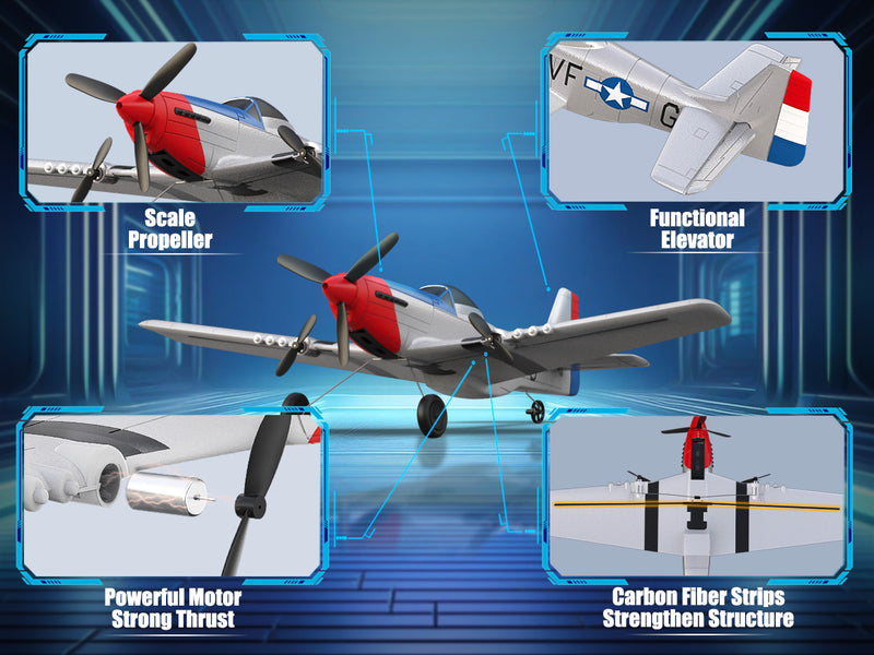 VOLANTEXRC P51 (RTF) 3CH 400mm para principiantes (15.7'') 76207
