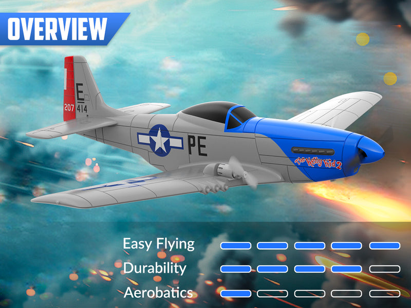 VOLANTEXRC P51D Mustang (RTF) 2CH 400mm Para niños principiantes (15.7'') 76203