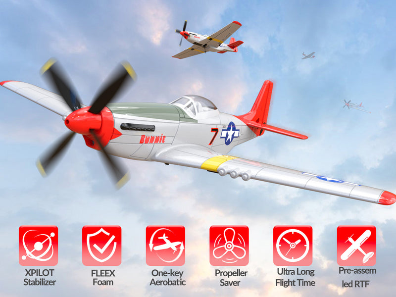 VOLANTEXRC Mustang P51 Red(RTF) 4CH 400mm For Beginner (15.7'') 76105