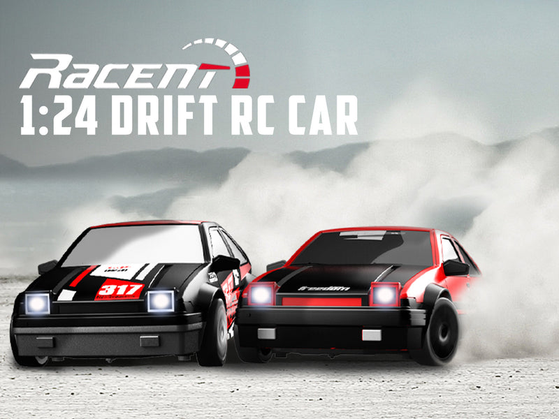 RACENT Drift Master: 1:24 Scale 4WD RC Car, 10MPH with LED Lights, Racing & Drifting Wheels