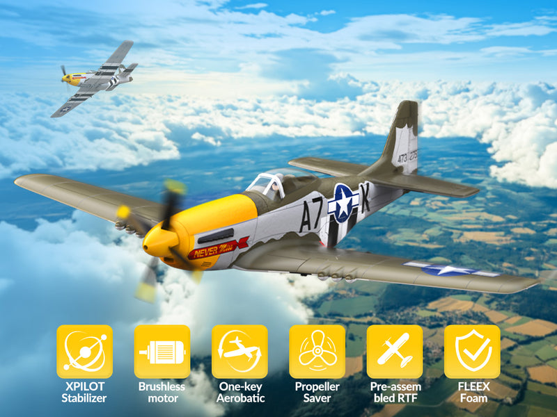 VOLANTEXRC 500mm P-51D Mustang (76802) PNP sin radio, batería y cargador