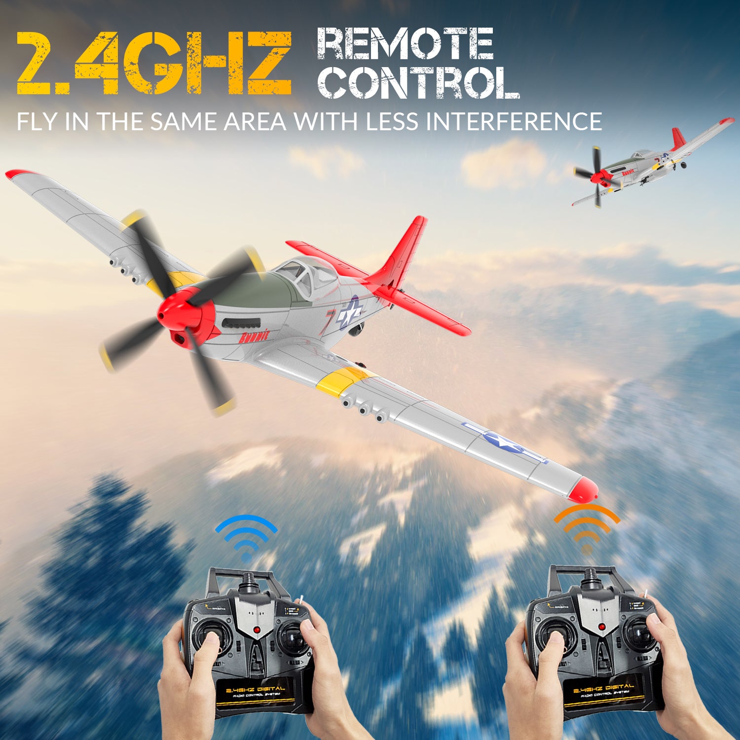 VOLANTEXRC P51D Mustang 4Ch Aviones RC para principiantes con estabilizador Xpilot One-key Aerobatic (761-5) RTF