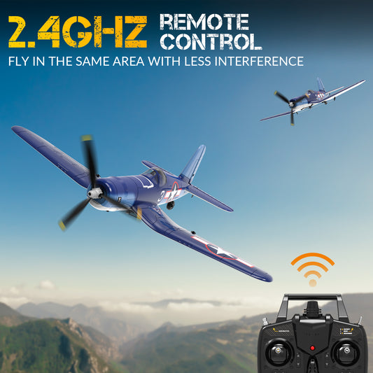 Corsair RC Warbird model plane flying in the air - perfect gift for aviation enthusiasts