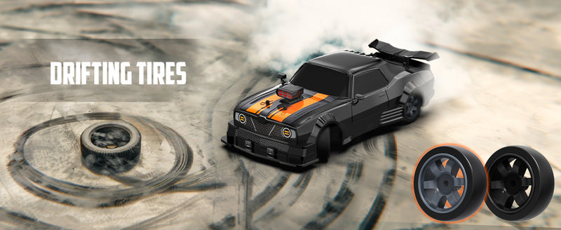 RACENT 1:16 RC Drift Car, 2.4Ghz 4WD 18KM/H Remote Control Car with Spray Mist, 2 Batteries