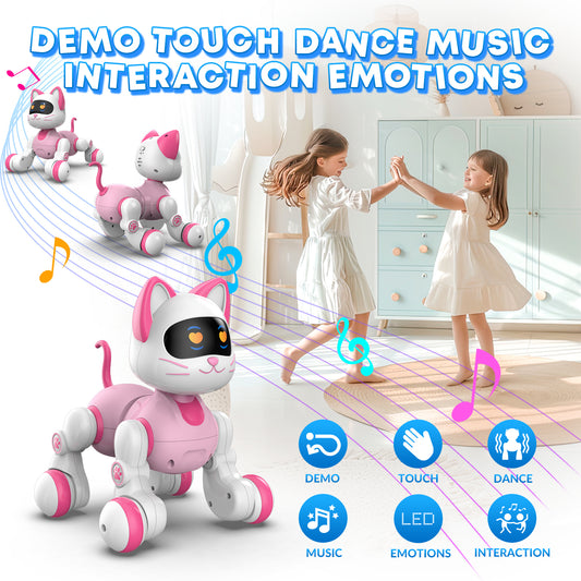 STEMTRON Programmable Remote Control & Interactive Robot Cat (White)