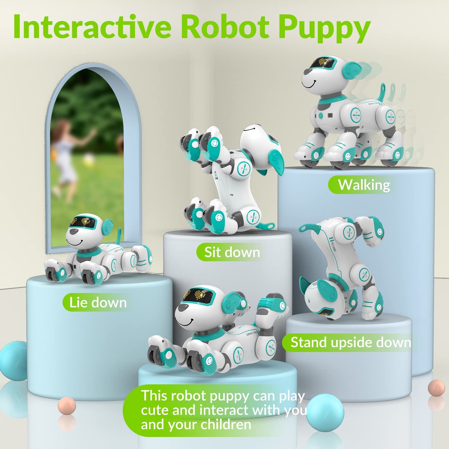STEMTRON Programmierbares interaktives und intelligentes tanzendes ferngesteuertes Roboter-Hundespielzeug für Kinder (Rosa)