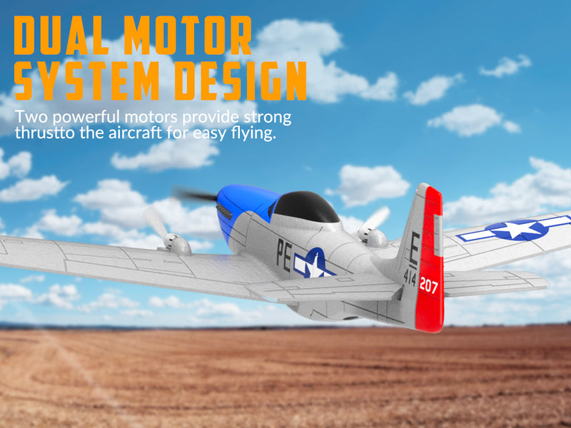 VOLANTEXRC P51D Mustang (RTF) 2CH 400mm Para niños principiantes (15.7'') 76203