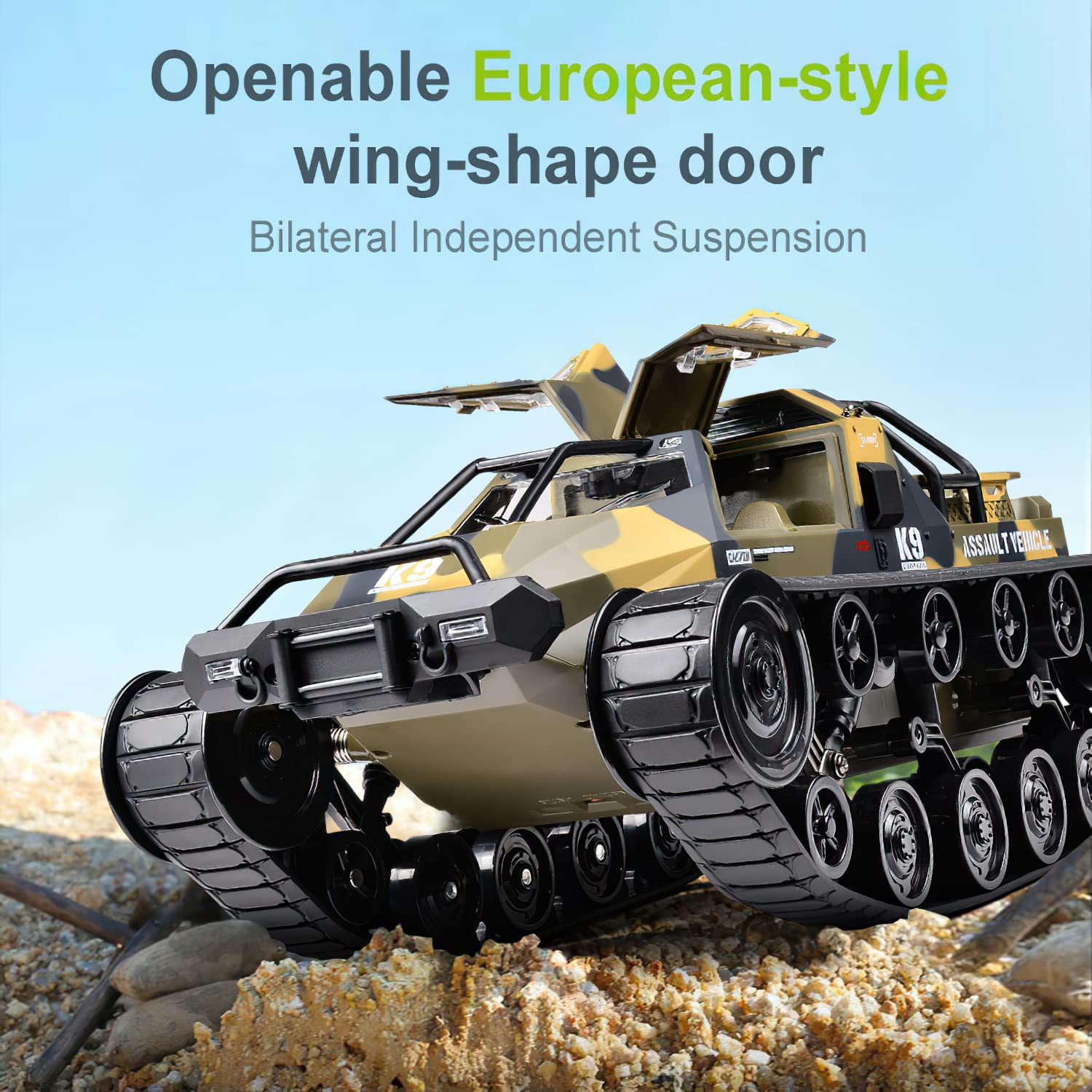 RC Tank 1/12 Escala Control remoto de alta velocidad Tanque todo terreno