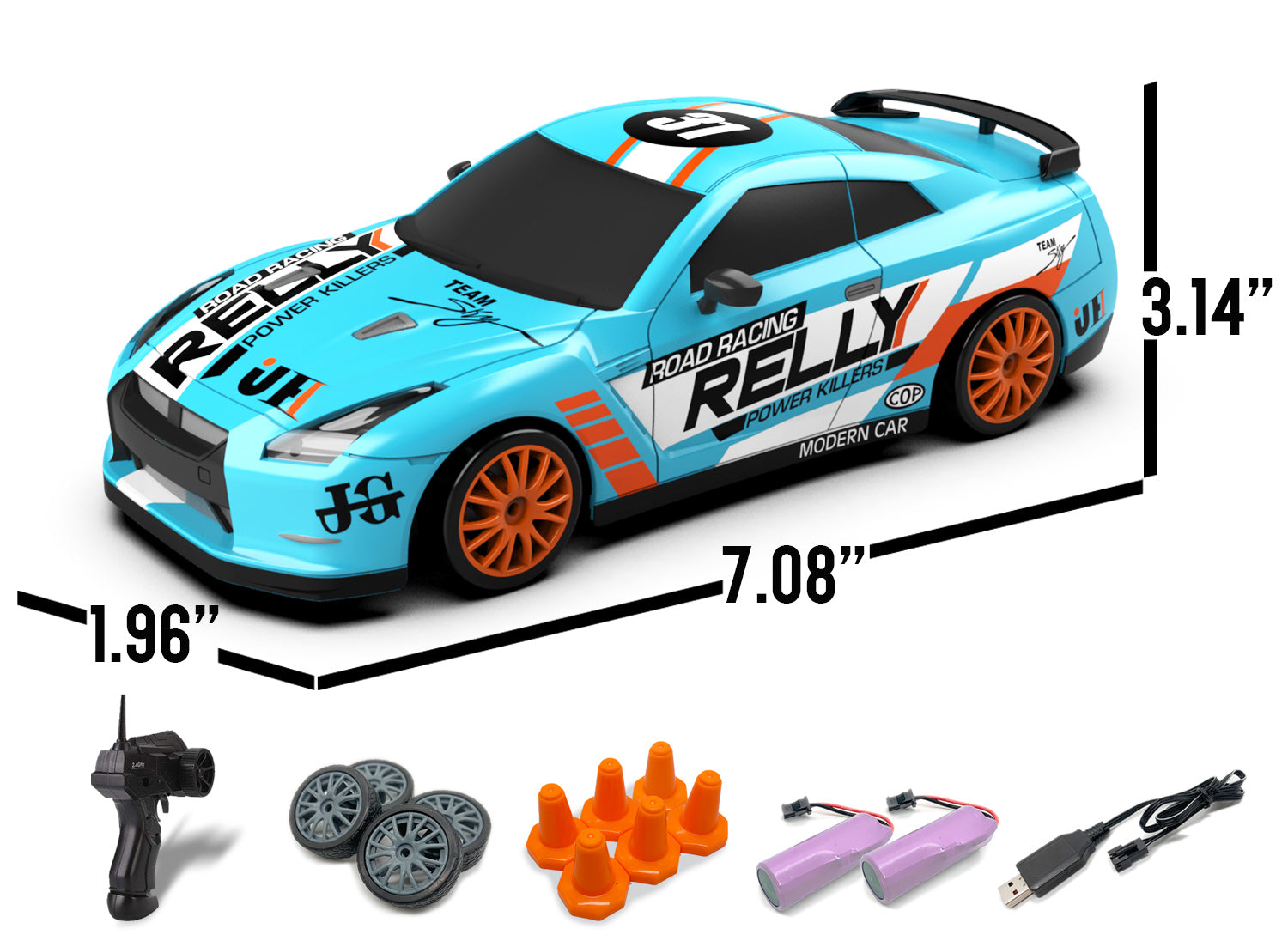 RACENT Thrill Rider: 1:24 4WD, 10MPH, LED, Racing/Drift
