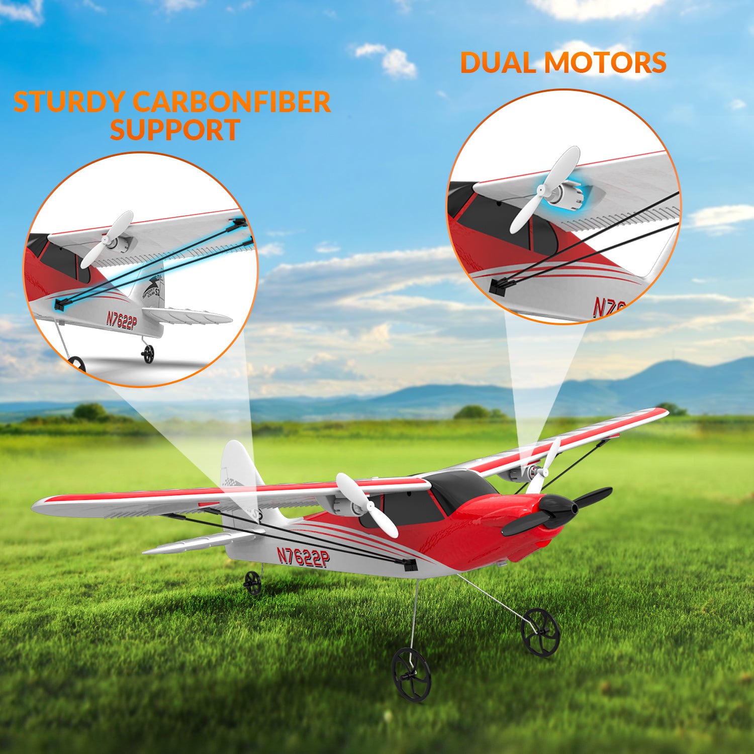 VOLANTEXRC Sport Cub 2channels Beginners RC Plane Gyro Stabilizer Easy Fly Remote Control Airplane
