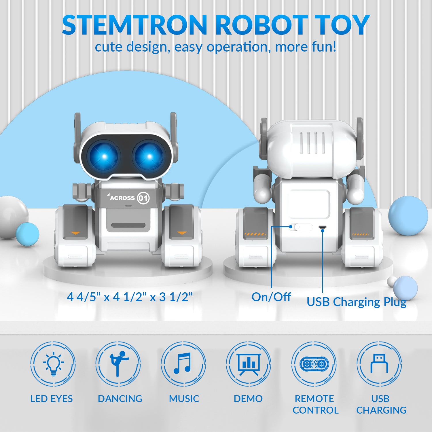 STEMTRON Smart Dancing Remote Control Robot Dog Toy Blue-EXHOBBY