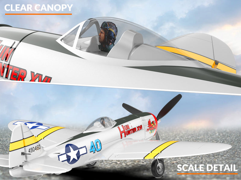 VOLANTEXRC P47 Thunderbolt (RTF) 4CH 400mm con giroscopio (15,7'') 76116