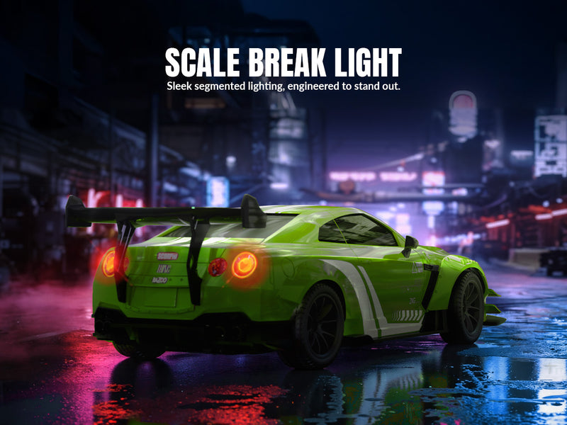 Racent 1:20 RC Drift Car 4WD, LED Light, 2 baterías, Dual Motor Green