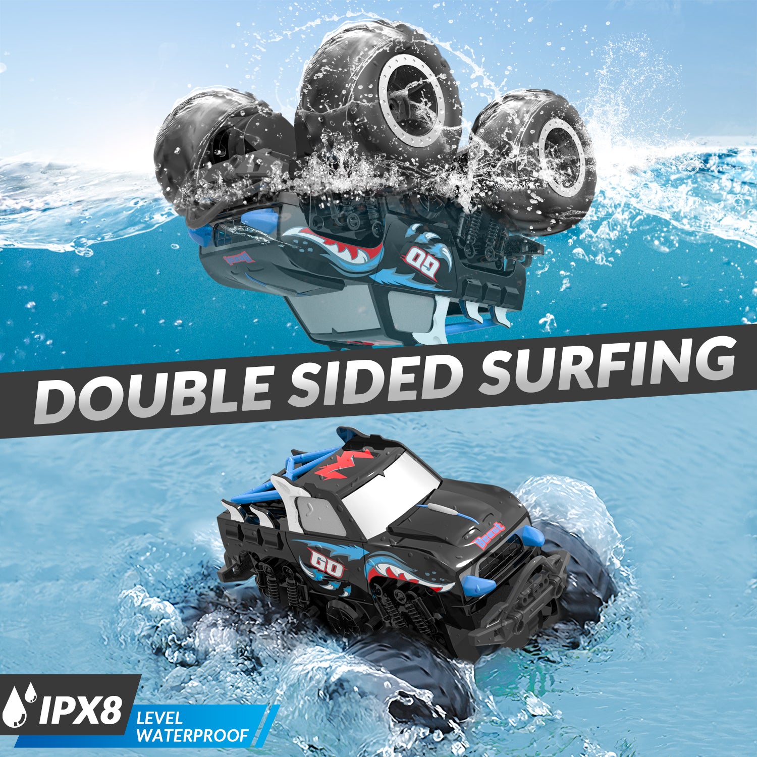 STEMTRON Blue Amphibious RC Monster Truck 1：20