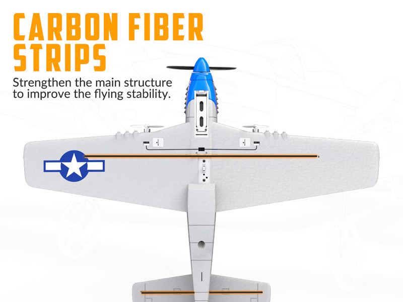 VOLANTEXRC P51D Mustang (RTF) 2CH 400mm Para niños principiantes (15.7'') 76203