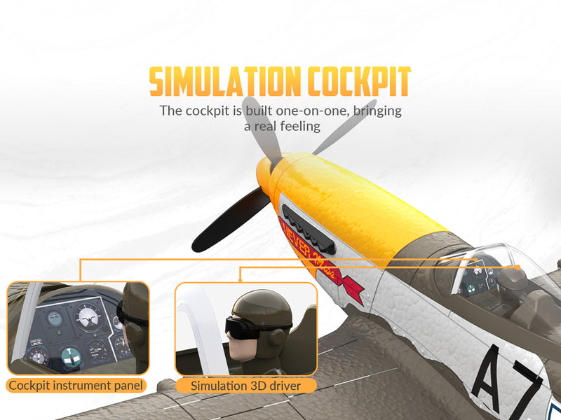 VOLANTEXRC 500mm P-51D Mustang (76802) PNP sin radio, batería y cargador