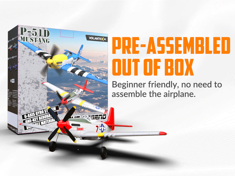 VOLANTEXRC Mustang P51 Red(RTF) 4CH 400mm For Beginner (15.7'') 76105