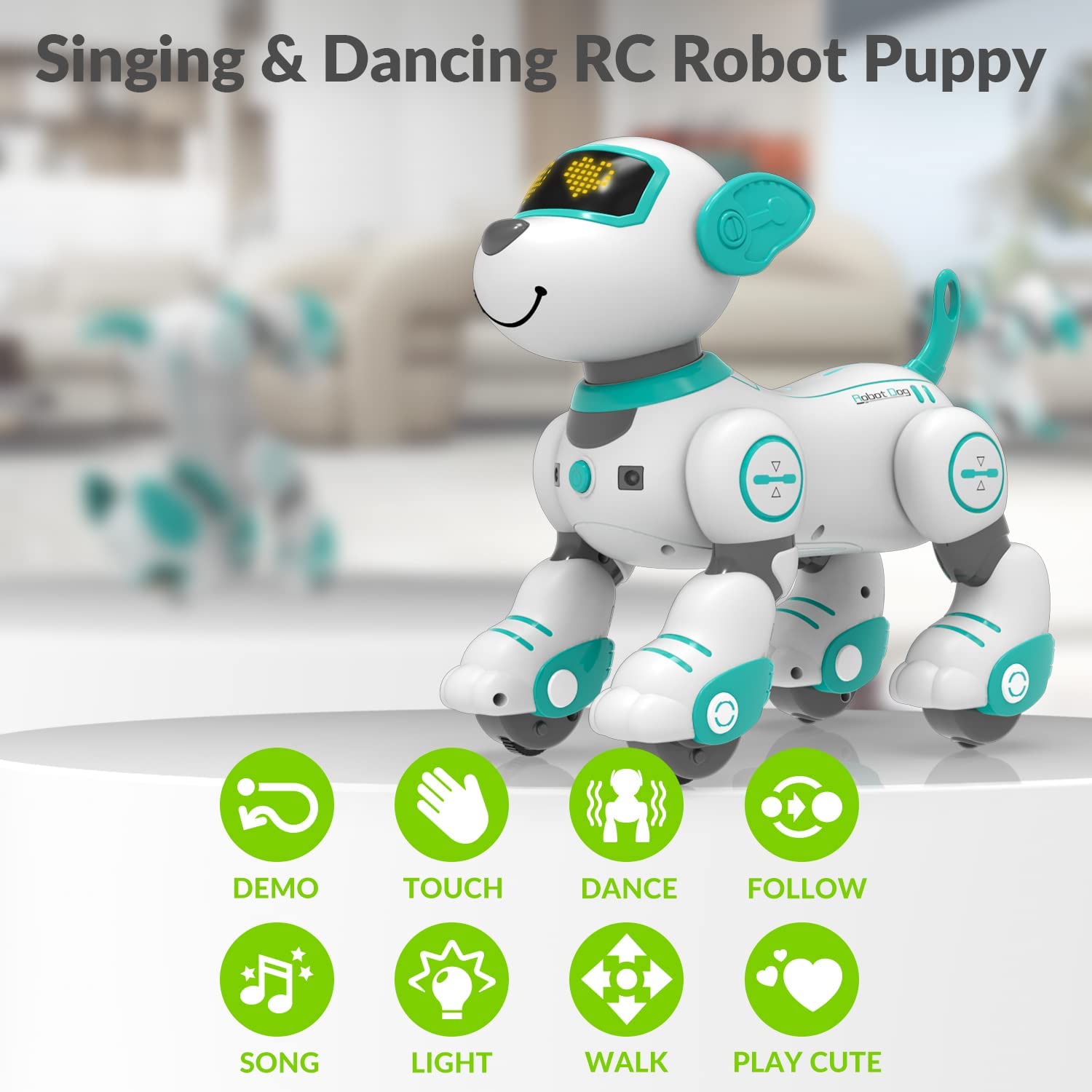 STEMTRON Smart Dancing Remote Control Robot Dog Toy Blue-EXHOBBY