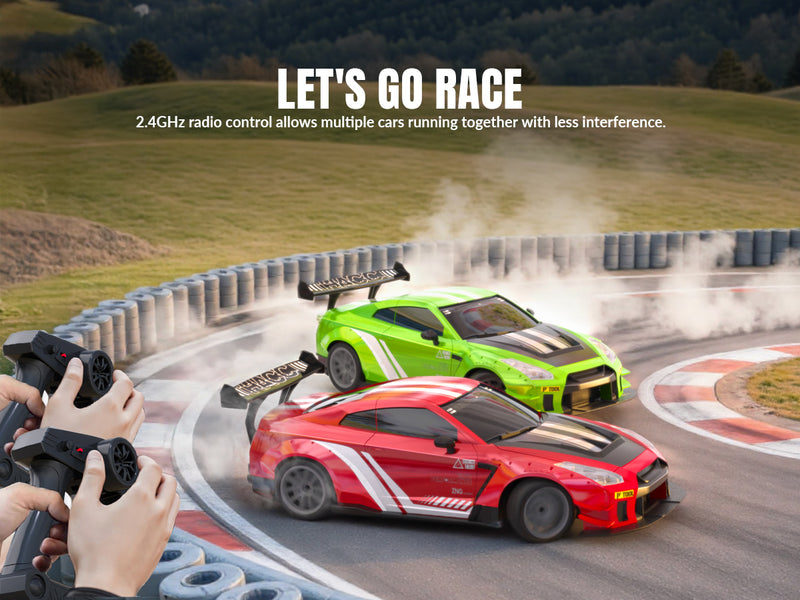 Racent 1:20 RC Drift Car 4Wd, 2 baterías, doble motor rojo
