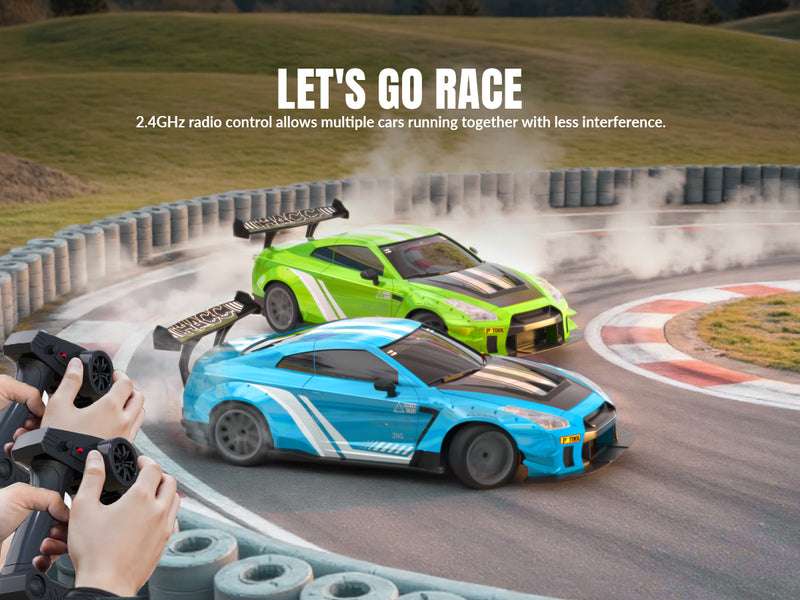 Racent 1:20 RC Drift Car 4Wd, LED Light, 2 baterías azules