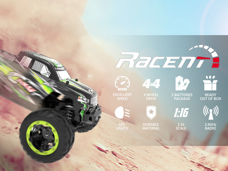 RACENT Crossy 1/16 RC Truck 30mph High Speed Racing Remote Control Car Great Gift