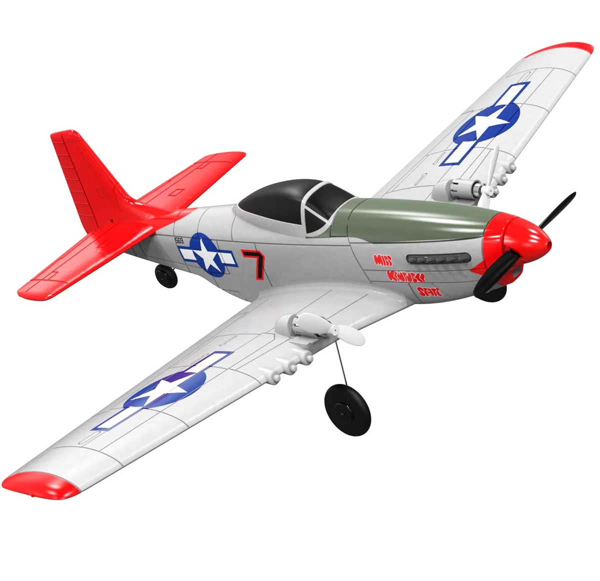 VOLANTEXRC P-51D Mustang Avión para principiantes de 2 canales con estabilizador giroscópico (762-3) RTF