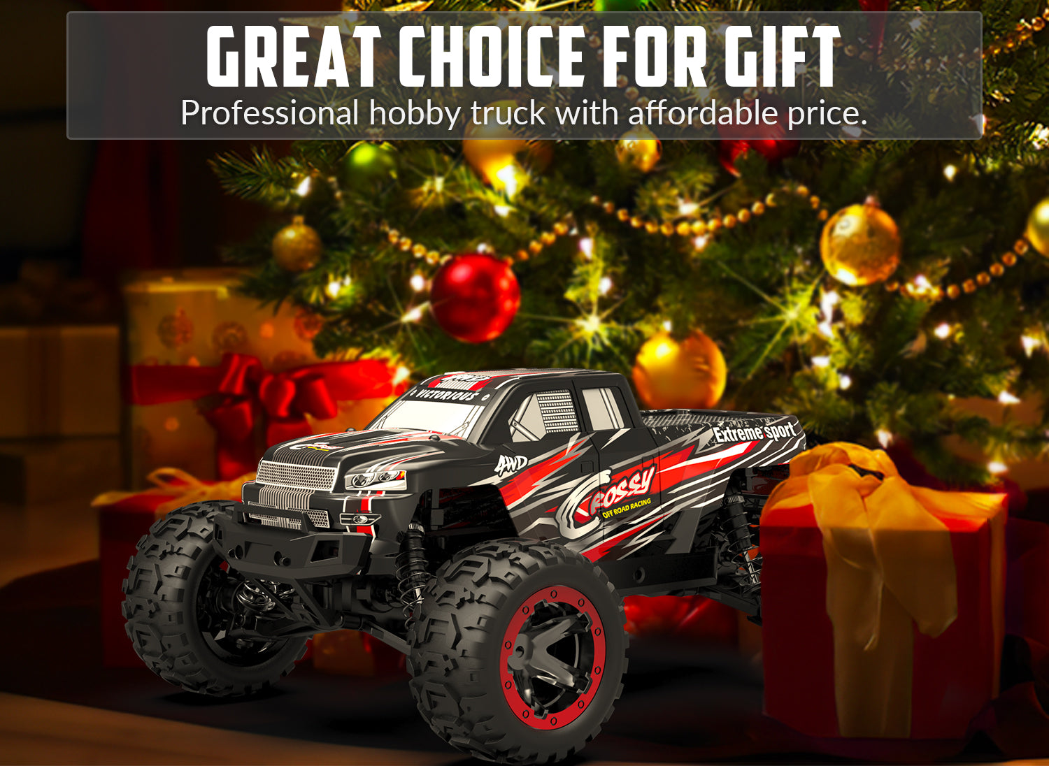 Racent 1:16 Remote Control Car 30MPH High Speed 4WD Off-Road RC Monster Truck Red (With Green Car Shell)