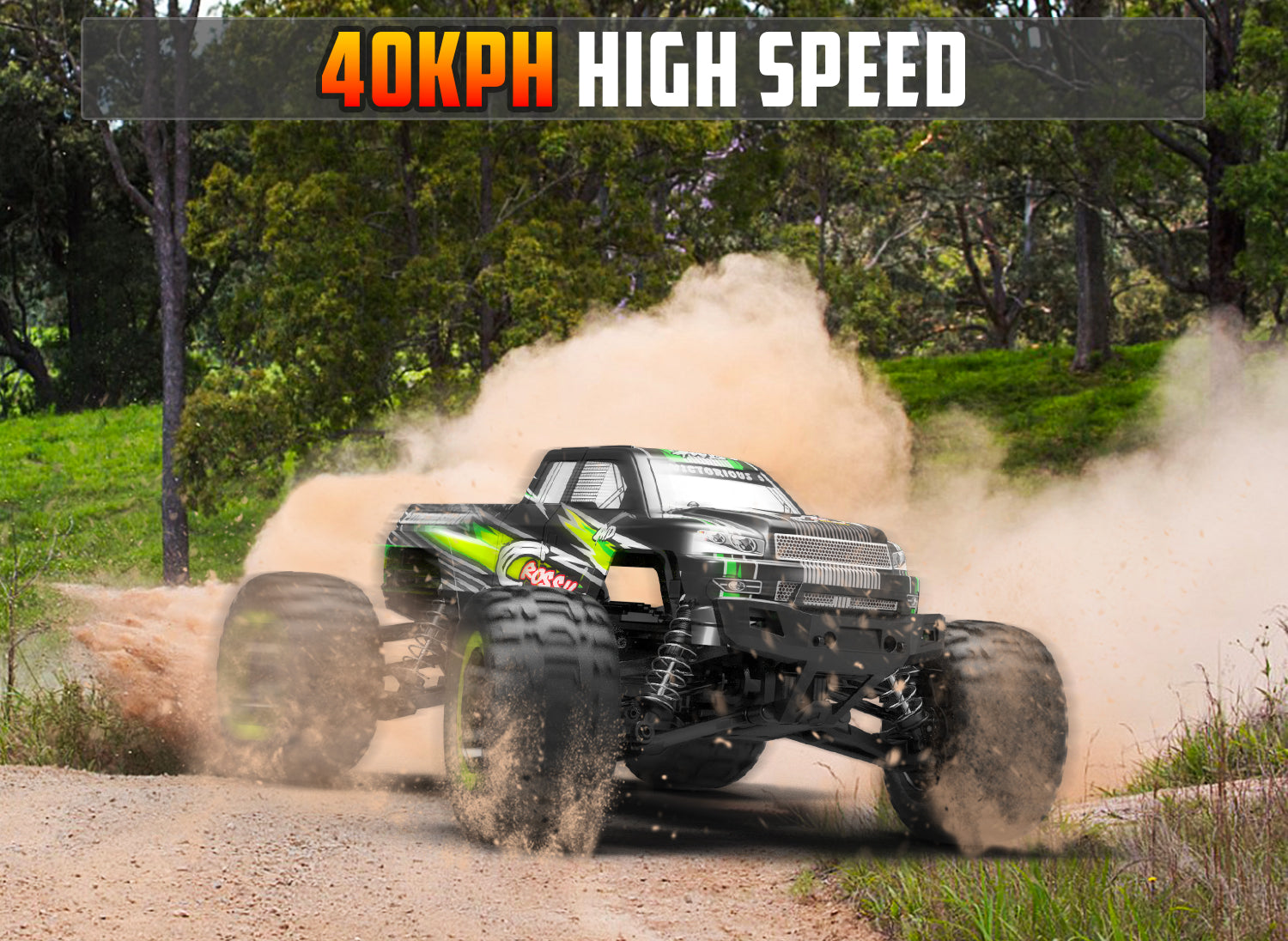 Racent - Coche de control remoto 4WD todoterreno RC Monster Truck escala 1:16 30 MPH de alta velocidad todo terreno RC vehículo para niños o adultos (785-5) (verde)