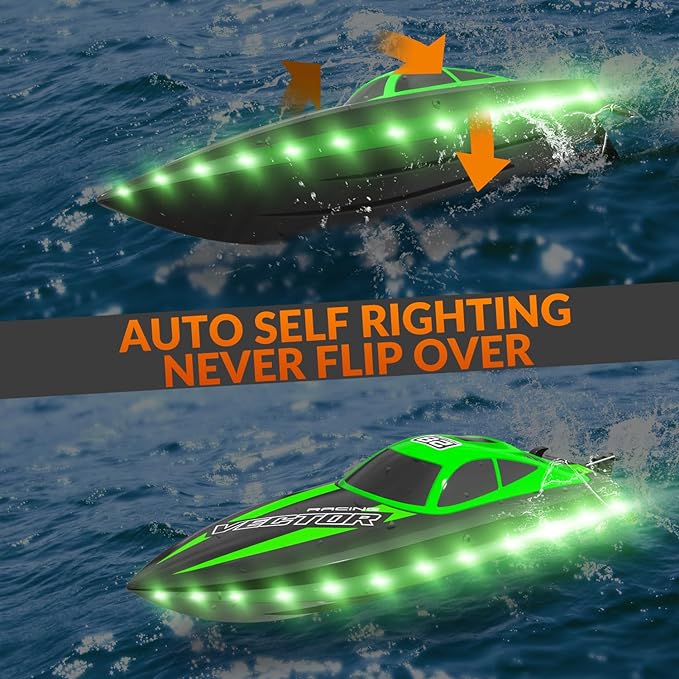 VOLANTEXRC RC Electric Boat 795-6 Green with Lights-EXHOBBY