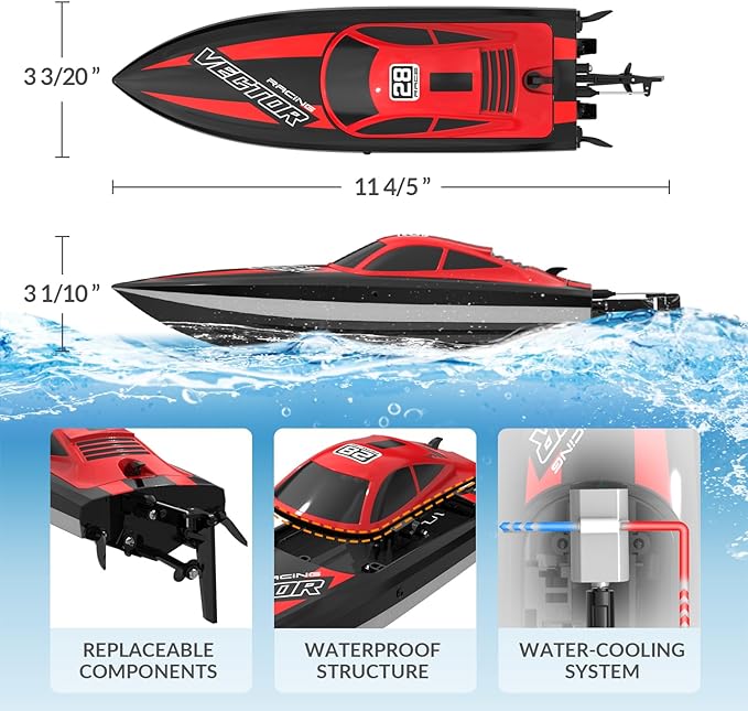 VOLANTEXRC RC Electric Boats 795-6 Red with Lights