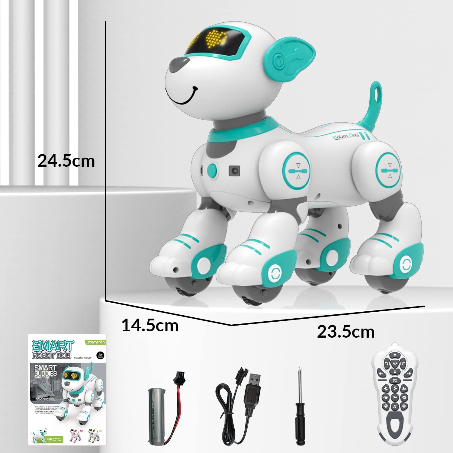 STEMTRON Programmierbares interaktives und intelligentes tanzendes ferngesteuertes Roboter-Hundespielzeug für Kinder (Rosa)