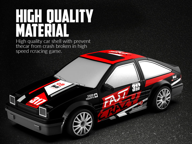 RACENT Drift Master: 1:24 Scale 4WD RC Car, 10MPH with LED Lights, Racing & Drifting Wheels