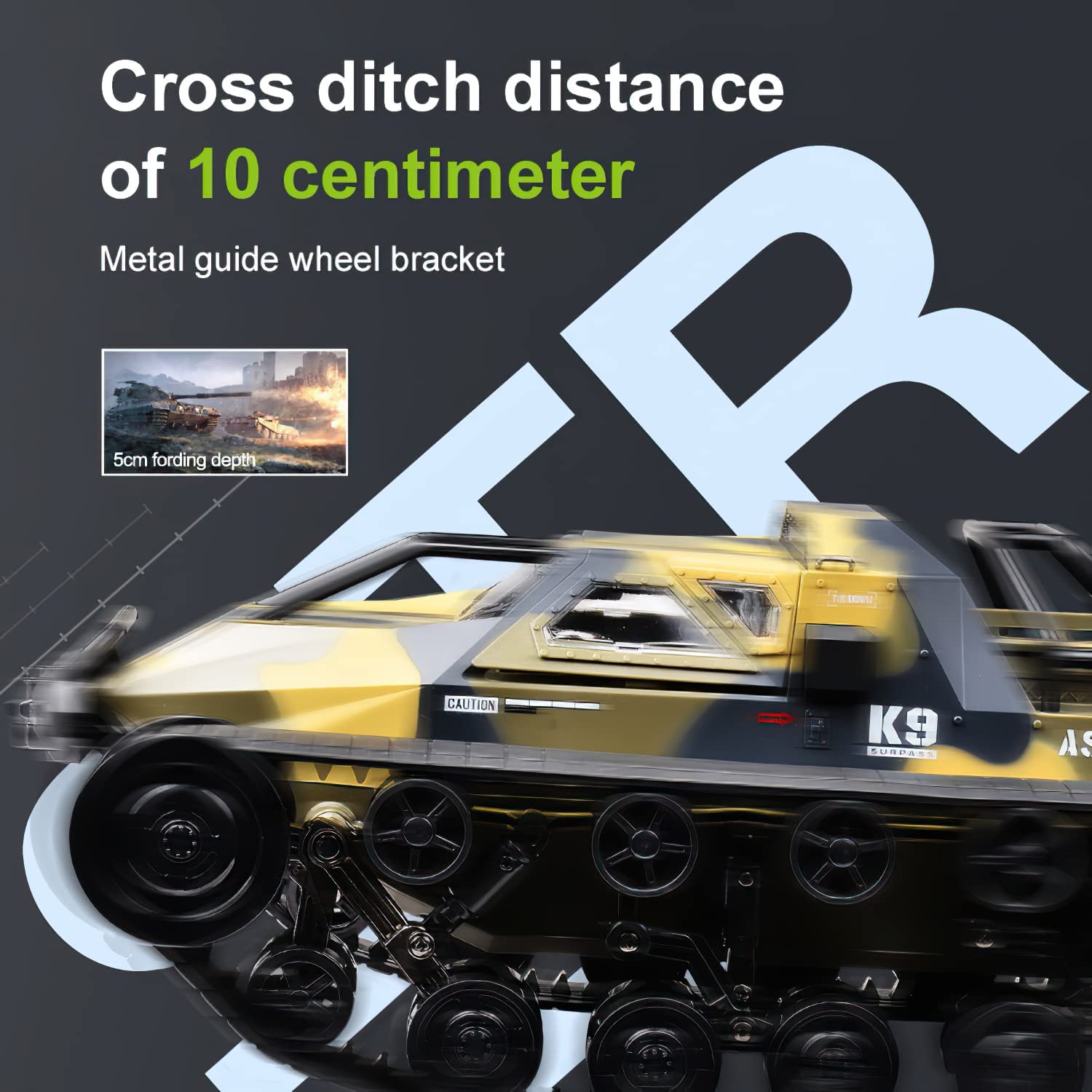 RC Tank 1/12 Scale All Terrain Radio Control Crawler (Yellow)
