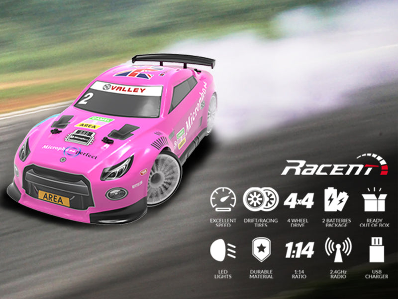 Racent Control remoto Drift Car 2.4Ghz 1:14 Escala RC Sport Racing Cars 4WD RTR Hight Speed ​​RC Vehículo con luces LED